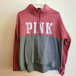 EUC PINK grey & pink half zip